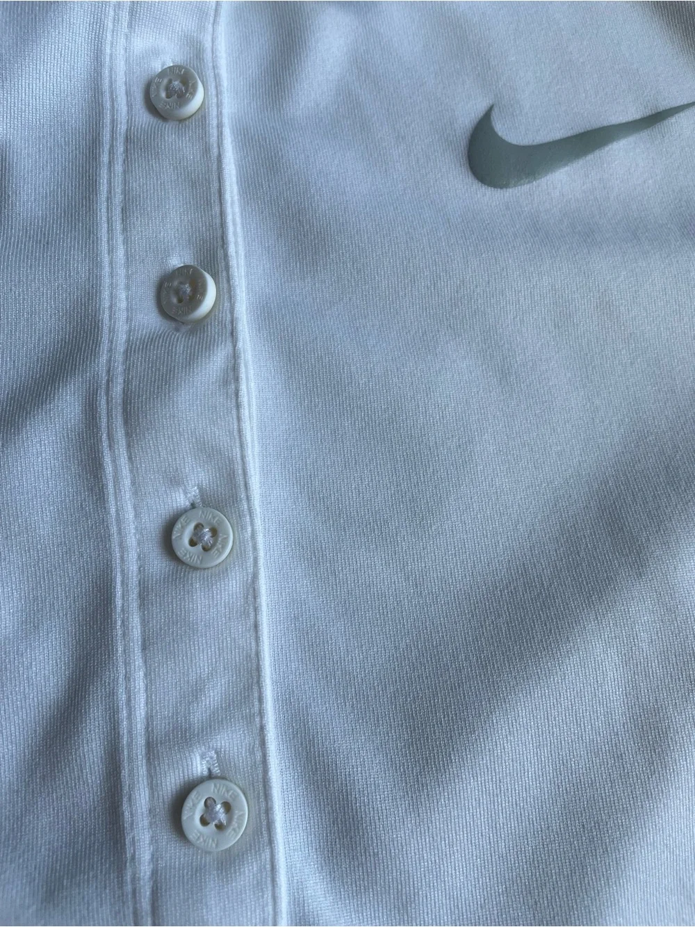 Nike White Women's Short Sleeve Polo Button-Down Shirt - Picture 4 of 12